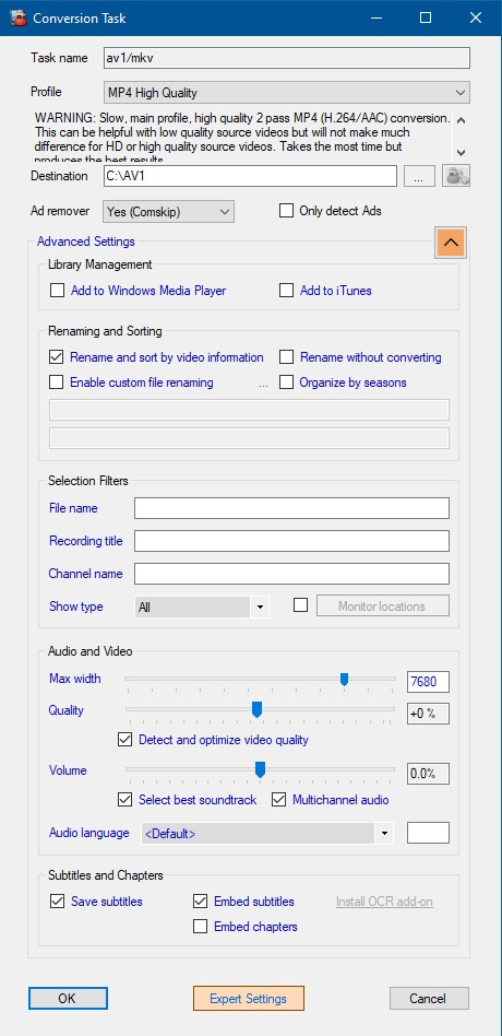 Video Conversion Feature